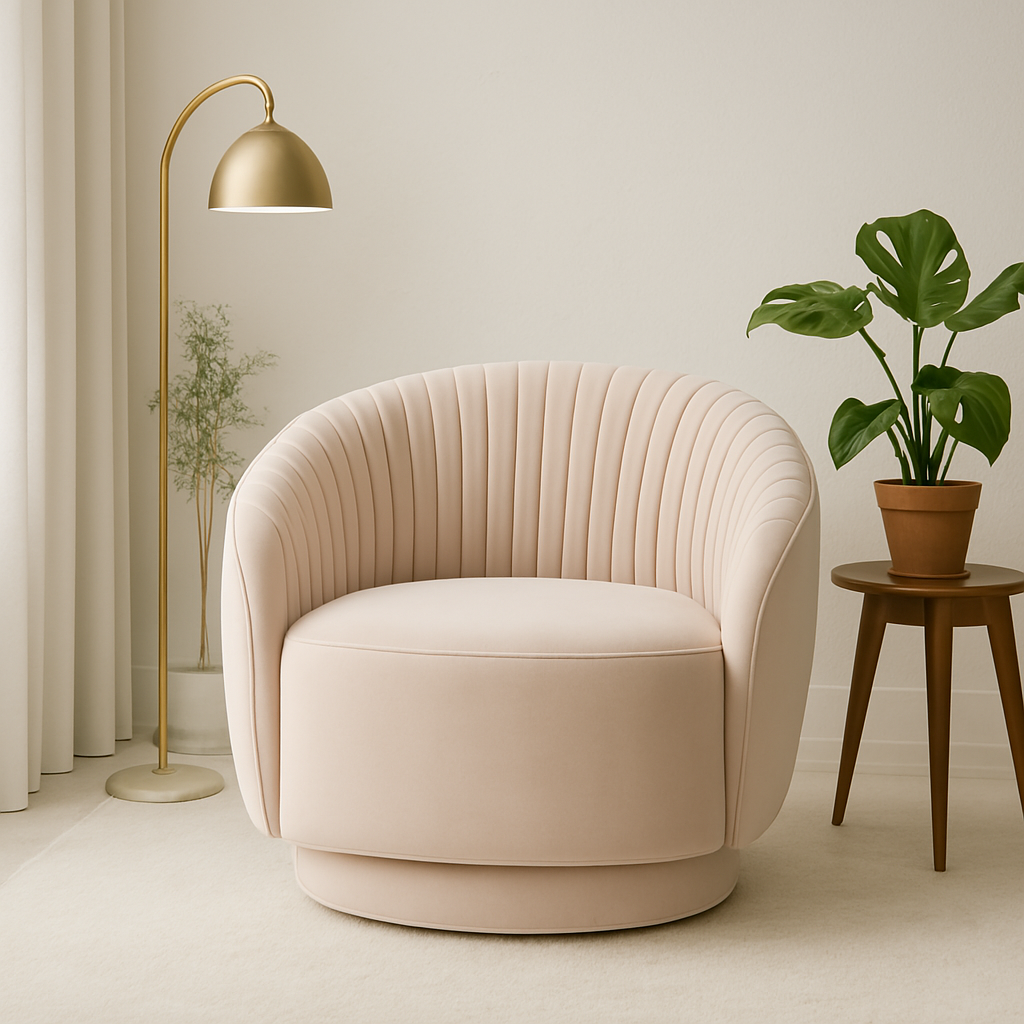 Ava Pleated Velvet Lounge Chair – Blush Pink