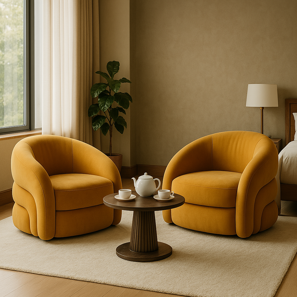 Solis Curved Velvet Lounge Chairs – Set of 2