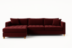 Elano Velvet Sectional Sofa – Burgundy (LHS Chaise)