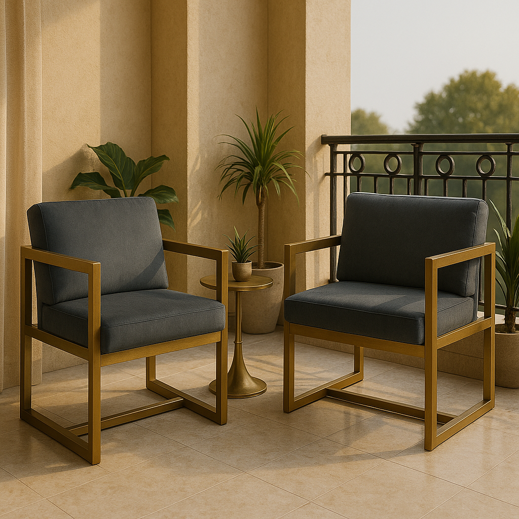 Alto Luxe Lounge Chair – Matte Gold Frame with Charcoal Upholstery