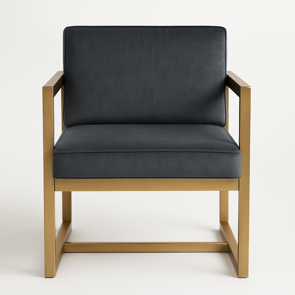 Alto Luxe Lounge Chair – Matte Gold Frame with Charcoal Upholstery