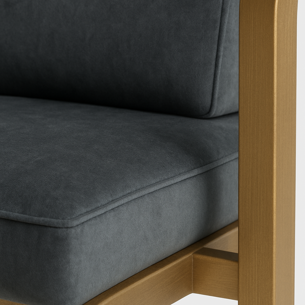 Alto Luxe Lounge Chair – Matte Gold Frame with Charcoal Upholstery