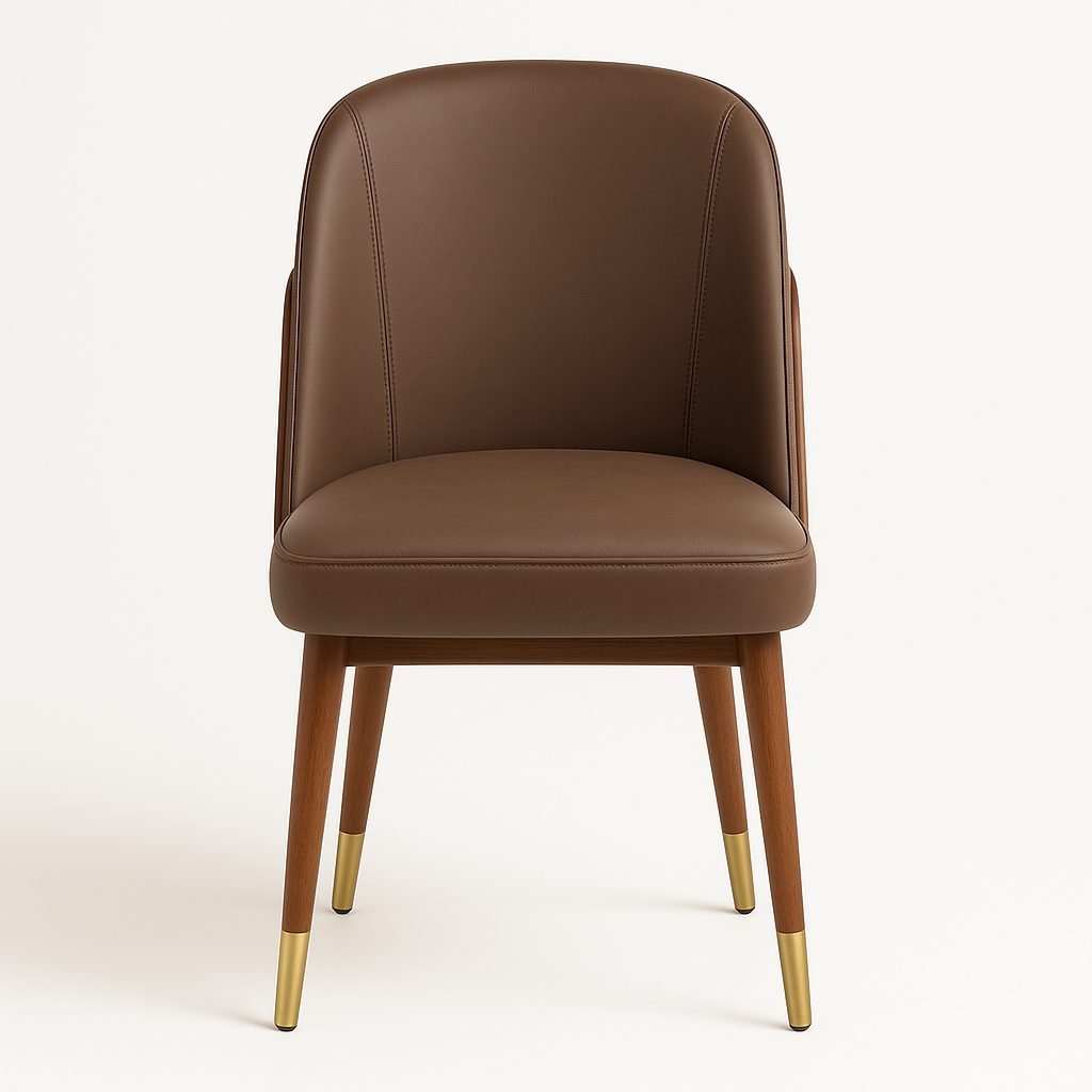 Aurelia Luxe Accent Chair – Walnut & Mocha Leather