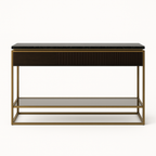 Aurelia Luxe Console Table with Mirror – Black Marble & Gold