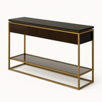Aurelia Luxe Console Table with Mirror – Black Marble & Gold