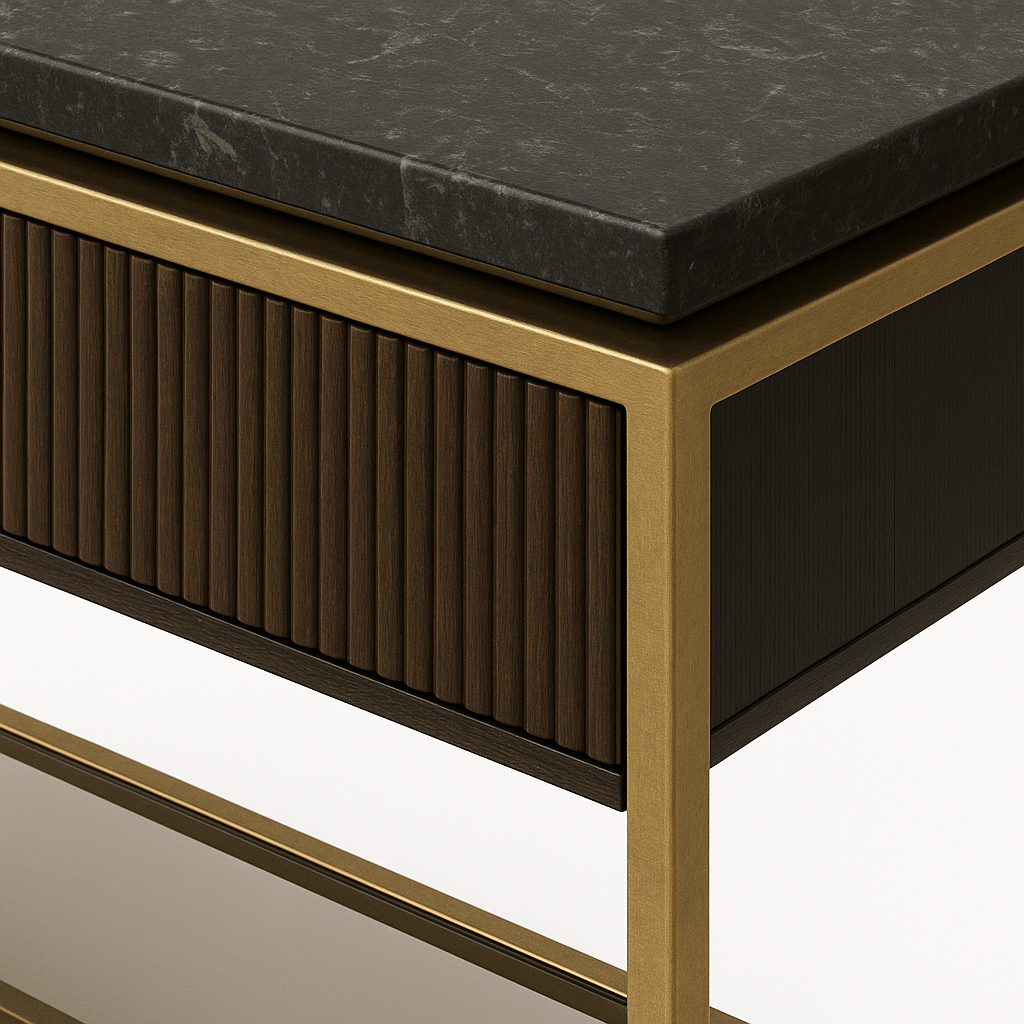 Aurelia Luxe Console Table with Mirror – Black Marble & Gold