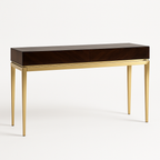 Winston Wooden Console Table with Brass Trim & Mirror