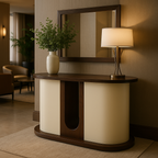 Oslo Retro Curve Console Table – Walnut & Ivory