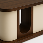 Oslo Retro Curve Console Table – Walnut & Ivory