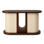 Oslo Retro Curve Console Table – Walnut & Ivory