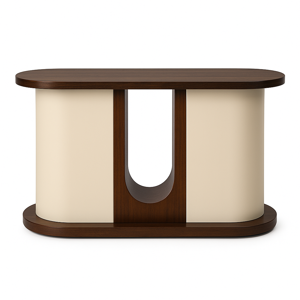 Oslo Retro Curve Console Table – Walnut & Ivory