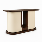 Oslo Retro Curve Console Table – Walnut & Ivory