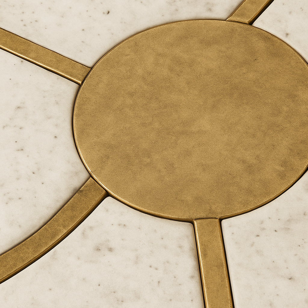 Maple Bloom Petal Coffee Table – White Marble & Brass Finish