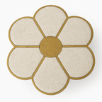 Maple Bloom Petal Coffee Table – White Marble & Brass Finish