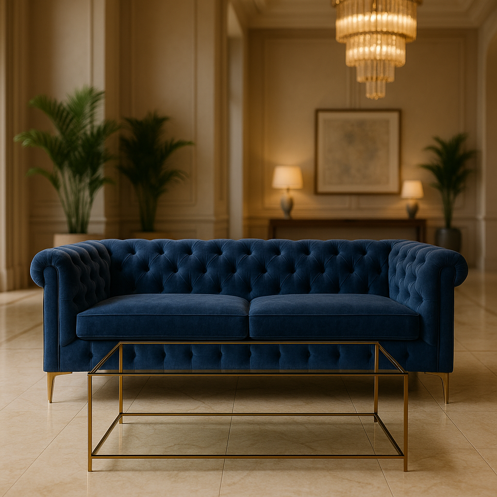 Windsor Tufted Velvet Sofa – Midnight Blue
