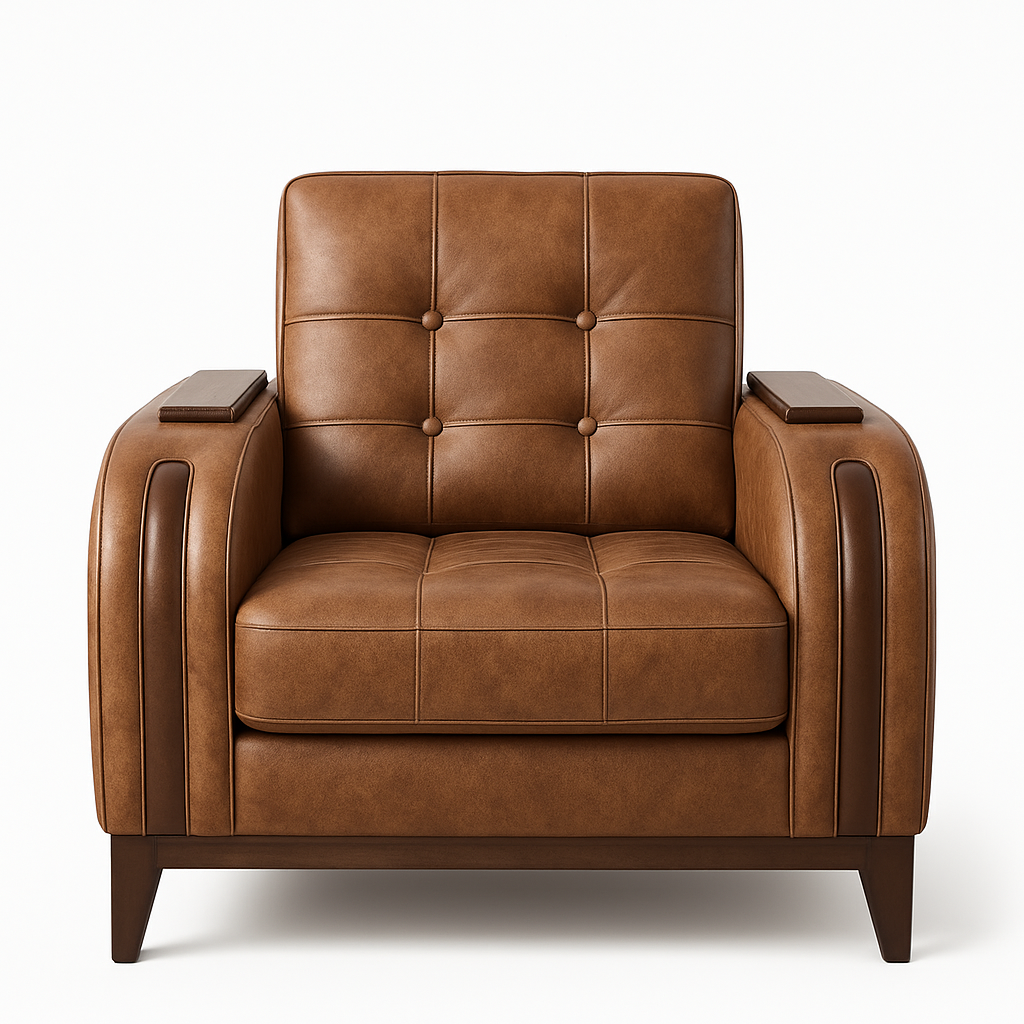Regent Tufted Club Chair – Chestnut Faux Leather