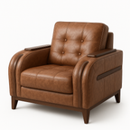 Regent Tufted Club Chair – Chestnut Faux Leather