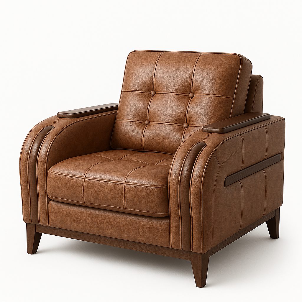Regent Tufted Club Chair – Chestnut Faux Leather