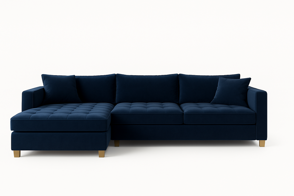 Elano Velvet Sectional Sofa – Burgundy (LHS Chaise)