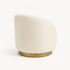 Nova Boucle Barrel Lounge Chair – Ivory with Brass Base