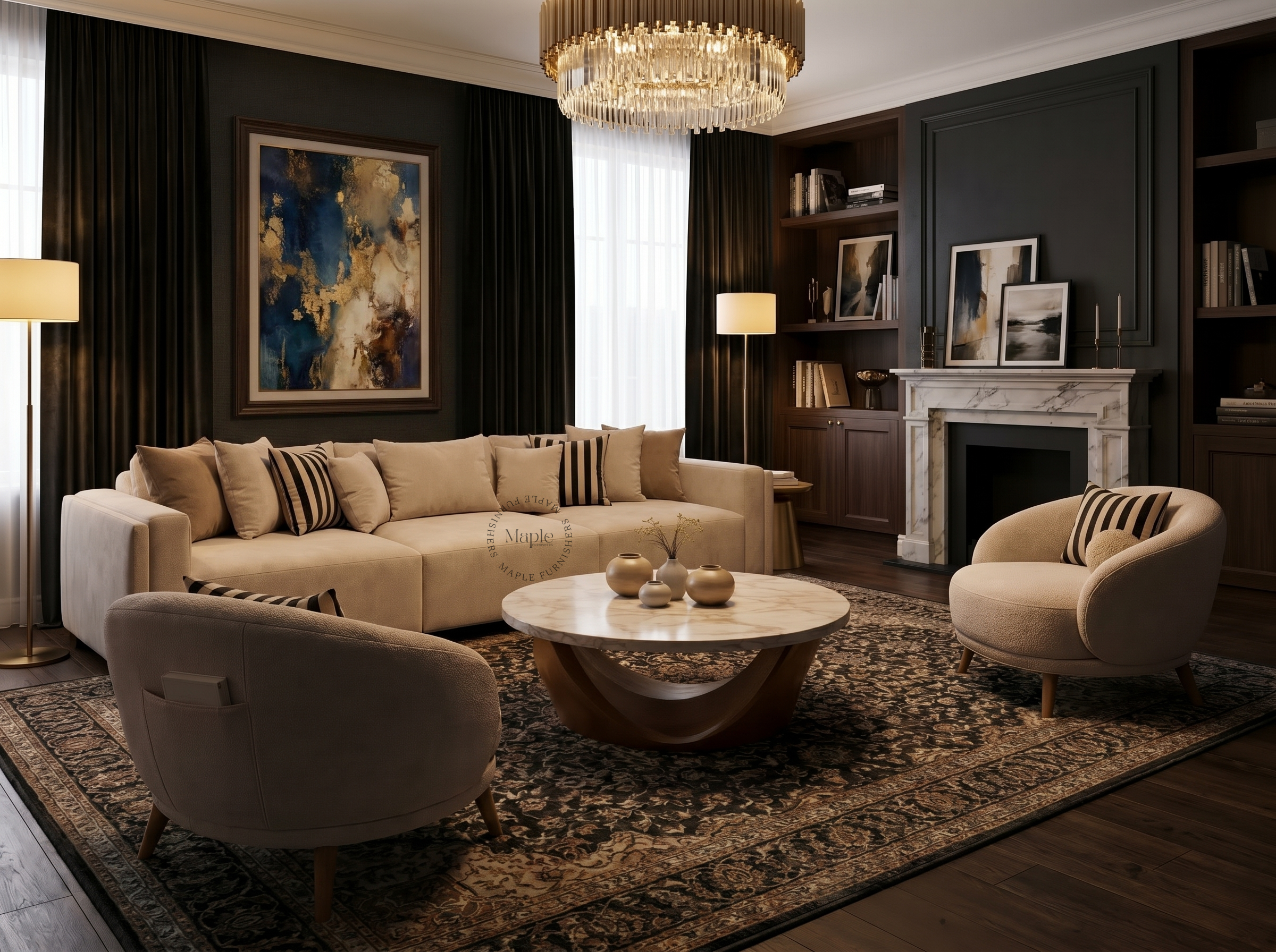 Elysian Marble Living Room Set