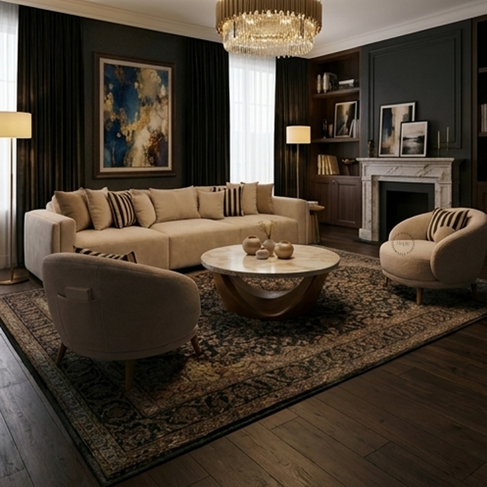 Elysian Marble Living Room Set