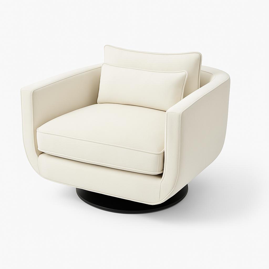 Aera Swivel Lounge Chair – Cream Fabric
