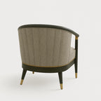 Lira Barrel Accent Chair – Charcoal & Gold Finish